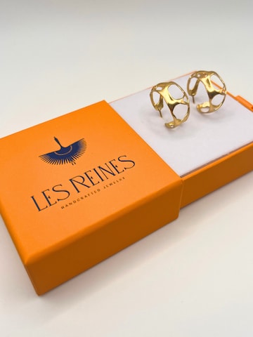 Les Reines Oorbellen 'Golden Grid' in Goud