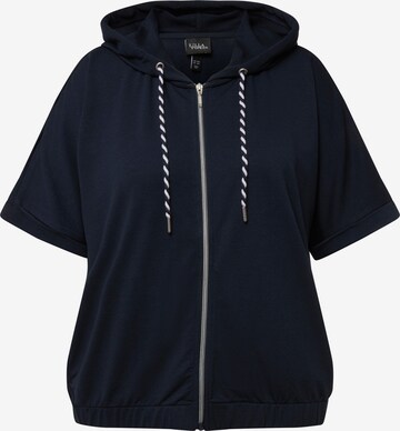 Ulla Popken Zip-Up Hoodie in Blue: front