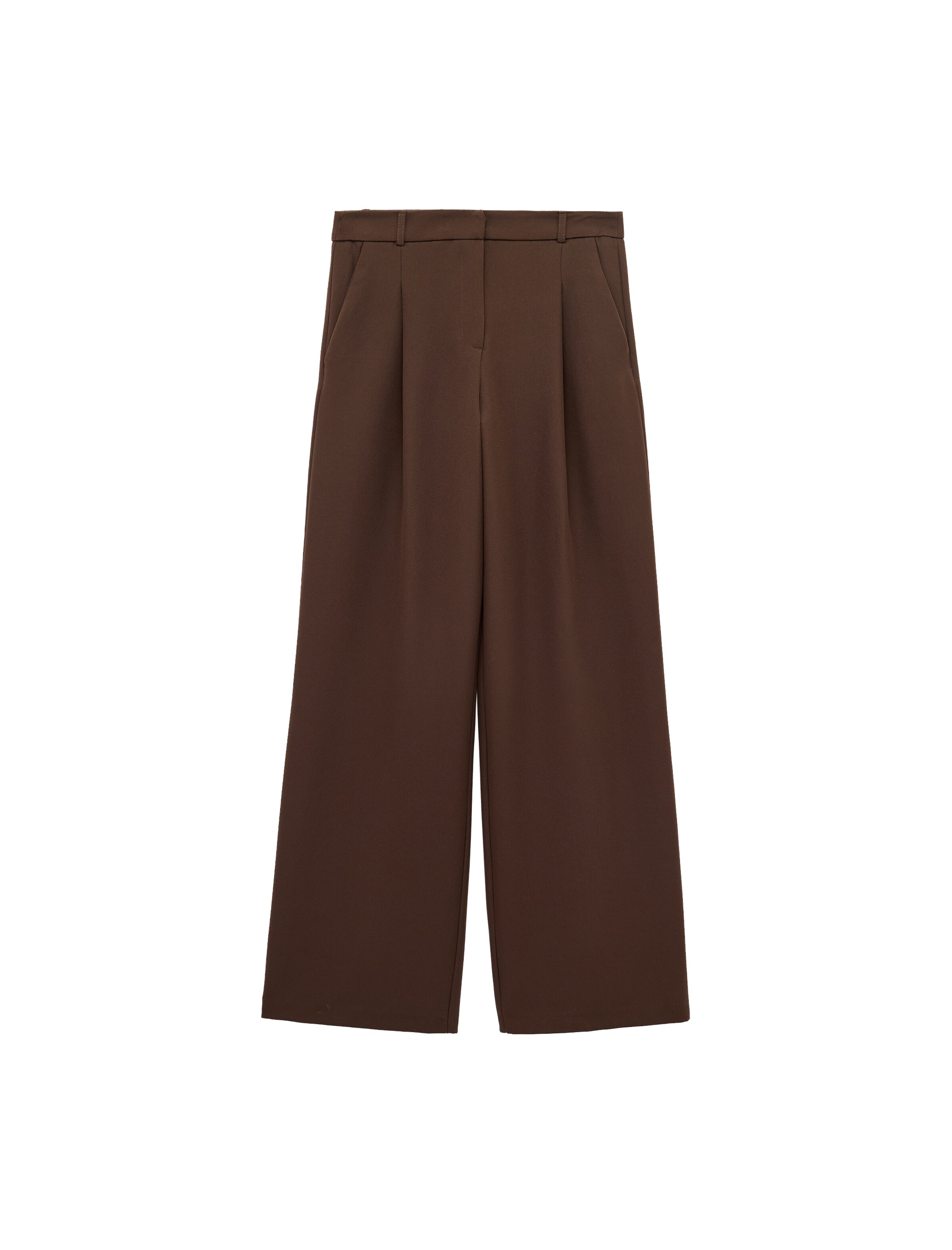 Koton Wide leg Pleat-front trousers in Brown: front