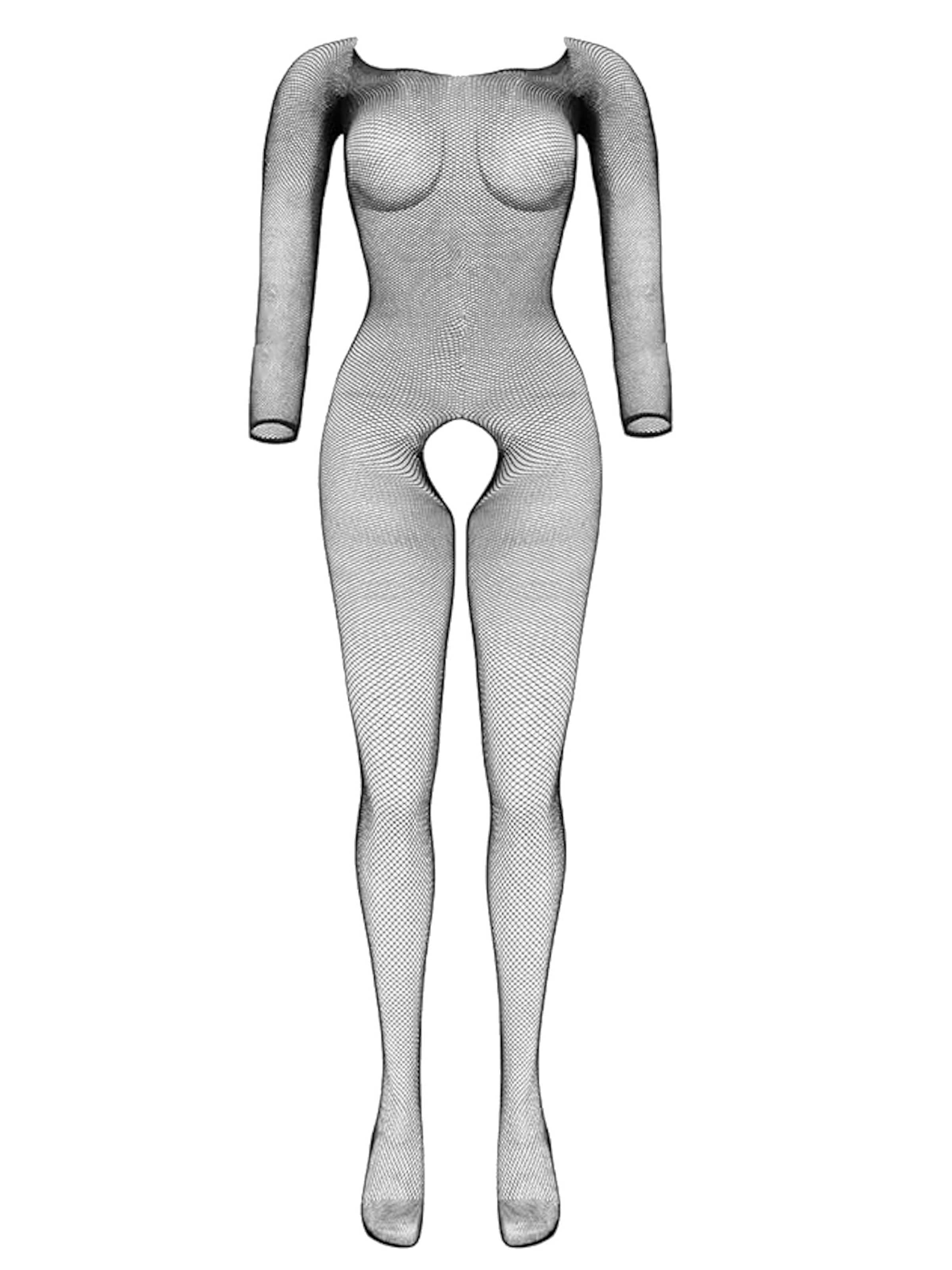 Chilirose Wäschebody 'Bodystocking CR4307' in Schwarz: Vorderseite