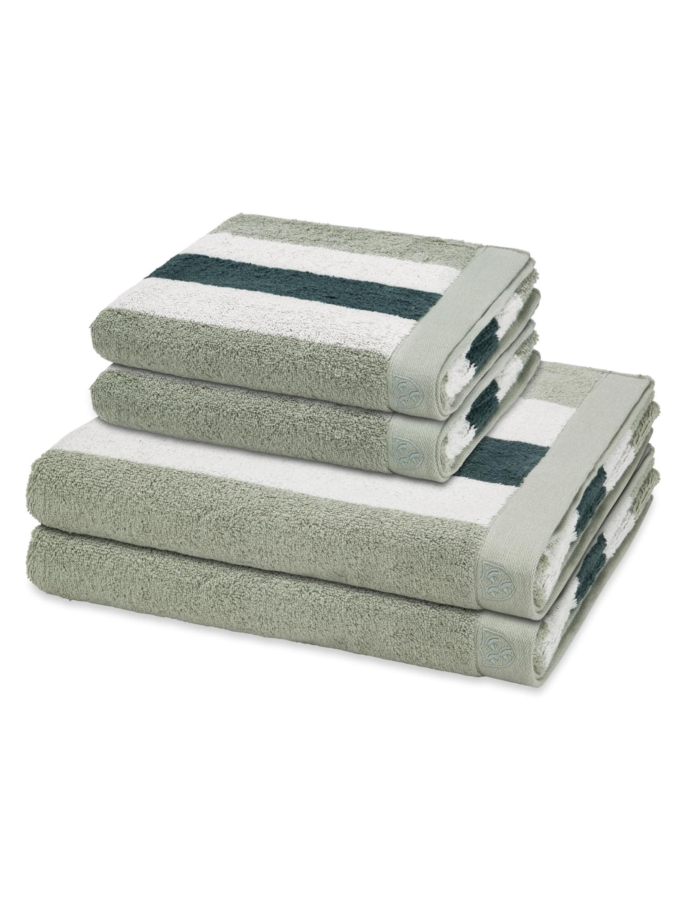 ROSS Towel 'Doubleface Stripes' in Green: front