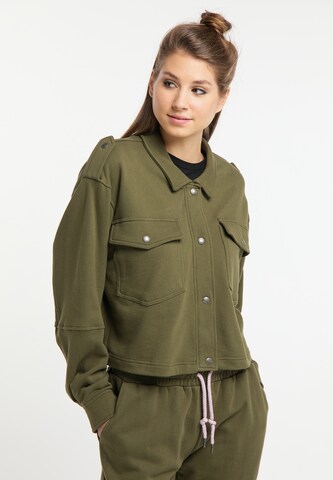 swirly - Sudadera con cremallera en verde: frente