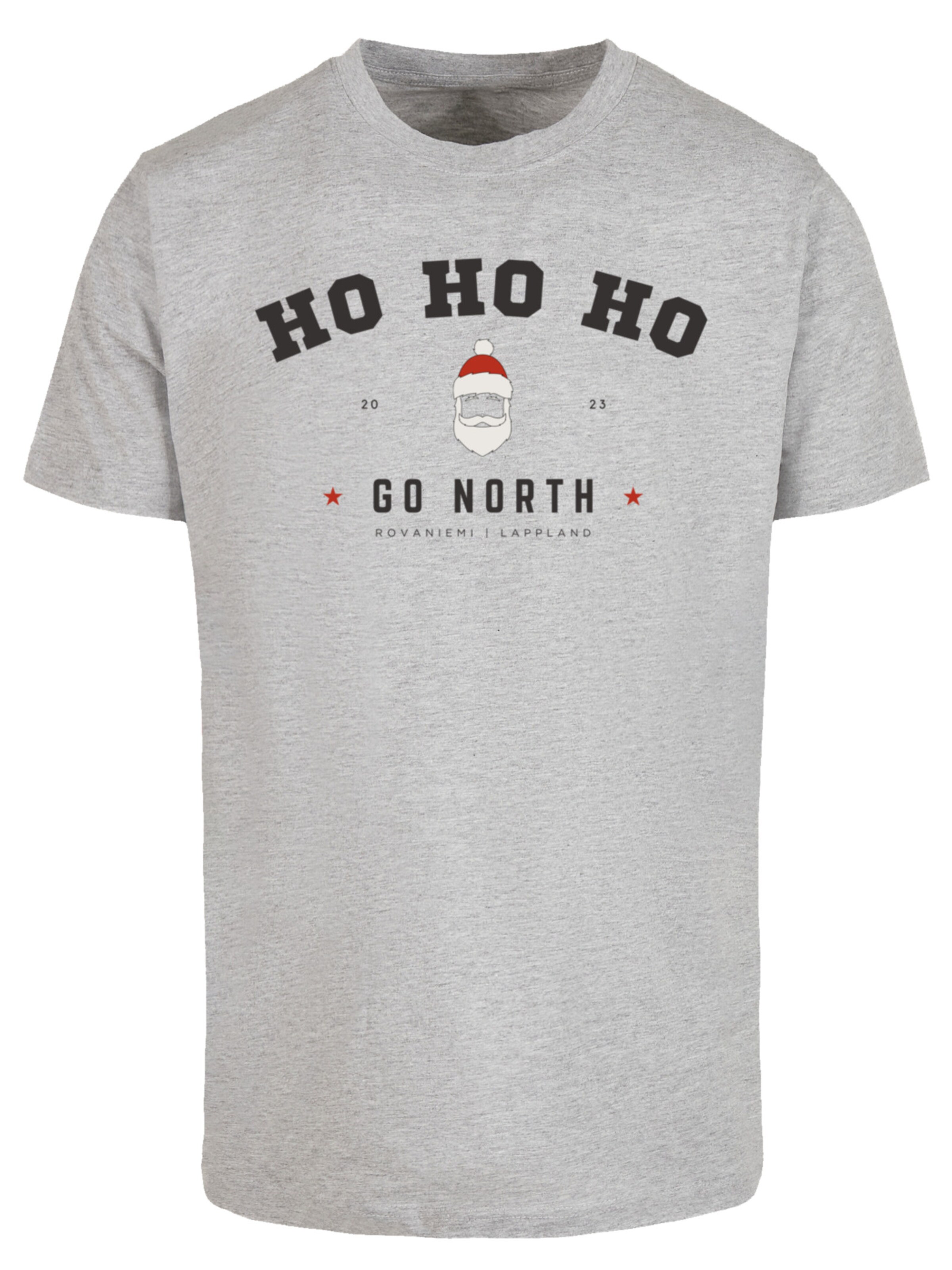 T-Shirt 'Ho Ho Ho Santa Claus' F4NT4STIC en gris : devant