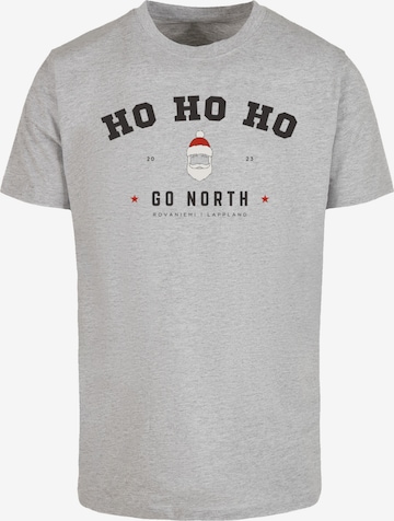 T-Shirt 'Ho Ho Ho Santa Claus' F4NT4STIC en gris : devant
