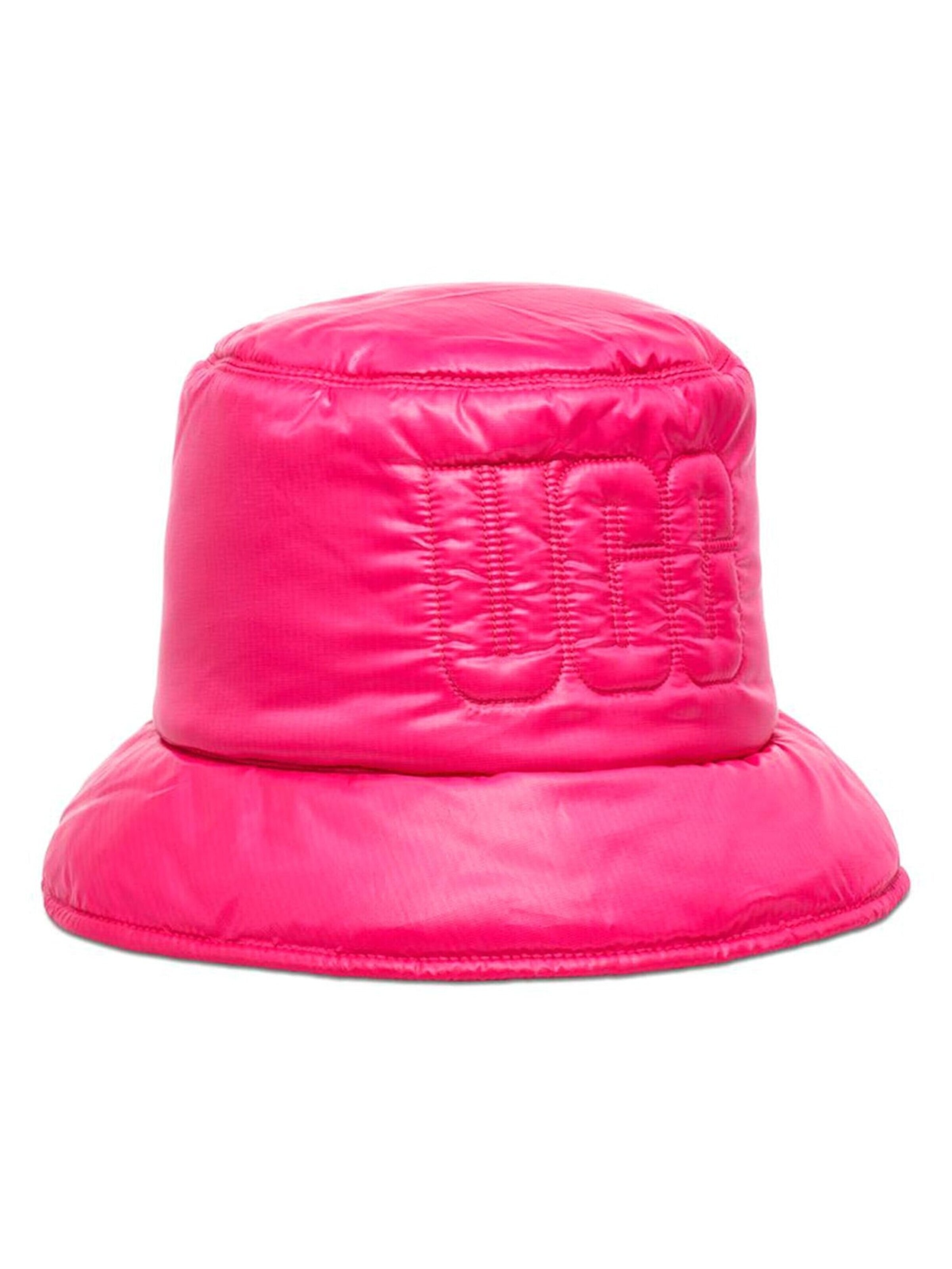 UGG Hat 'W AW Quilted Logo Bucket Hat Neon Pink' in Purple: front