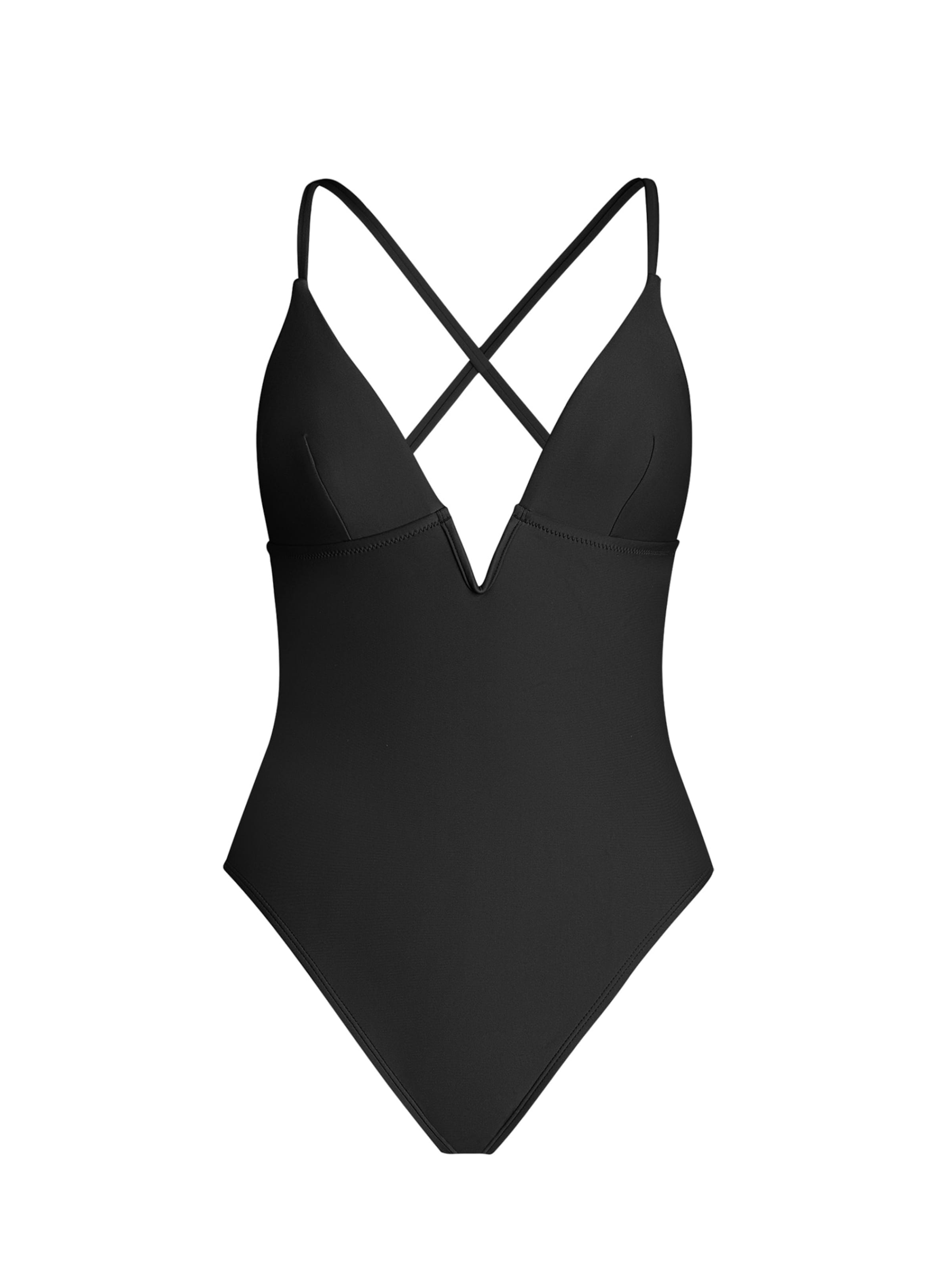 Cupshe Bralette Swimsuit 'Navy-CAA12E2C023UU/Black-CAA12E2F006AA' in Black: front