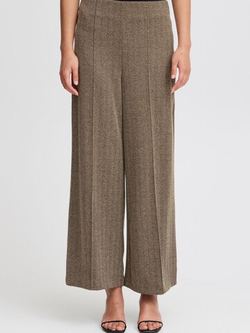 ICHI - Perna larga Calças chino ' IHKATE JACQUARD PA9 ' em castanho: frente