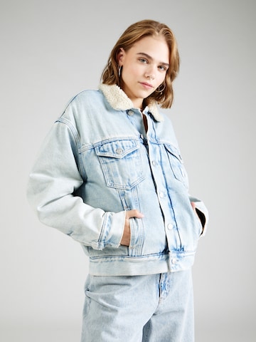 Calvin Klein Jeans Prehodna jakna 'Sherpa' | modra barva: sprednja stran