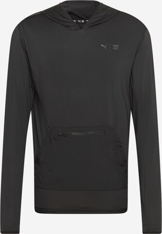 PUMA Sportsweatshirt 'First Mile' in Zwart: voorkant