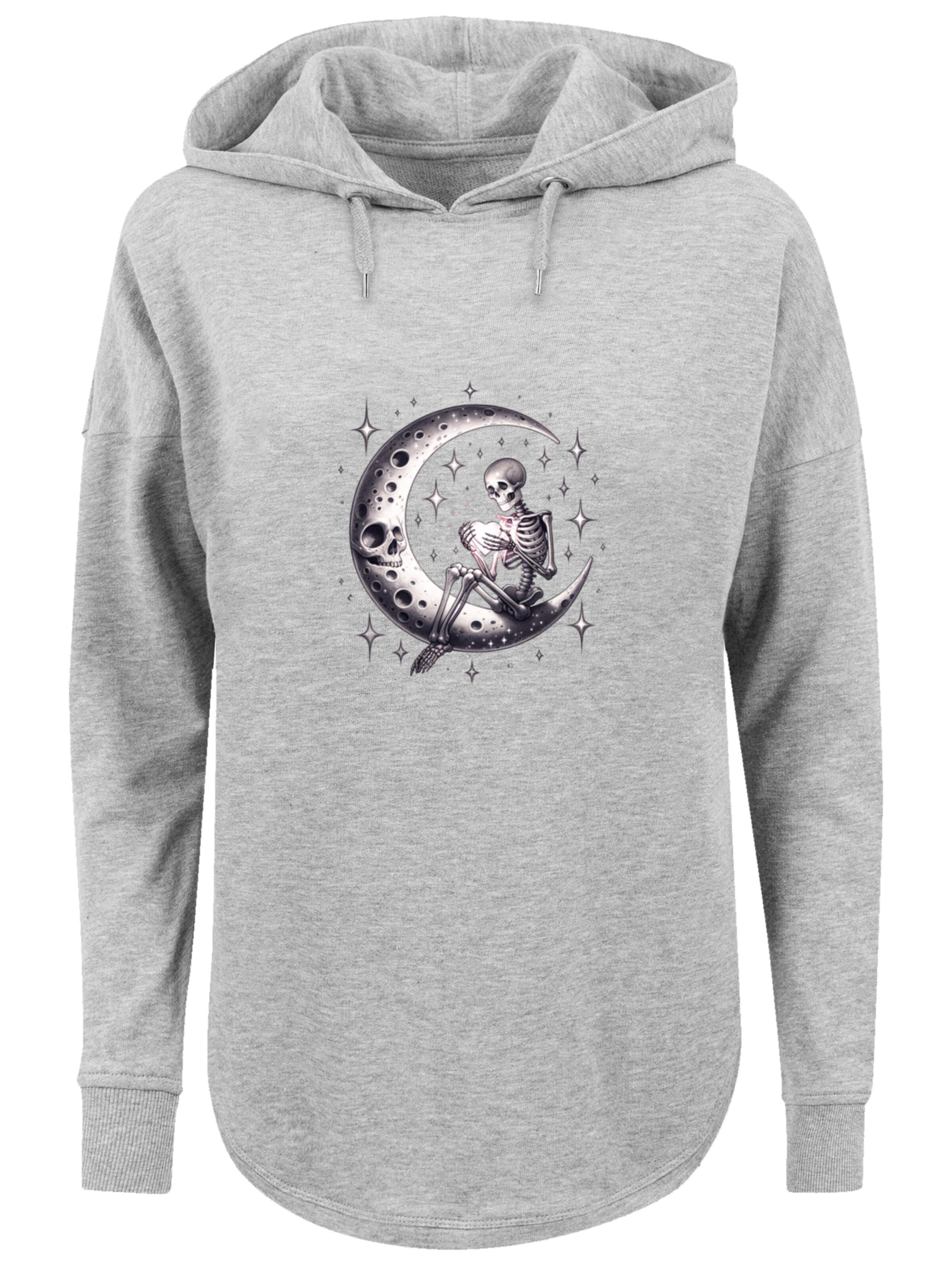 F4NT4STIC Sweatshirt 'Gothic Valentinstag Skelett Mond' in Grau: Vorderseite