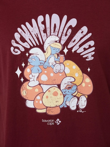 Bavarian Caps Shirt 'Schlümpfe: Gschmeidig Bleim' in Red