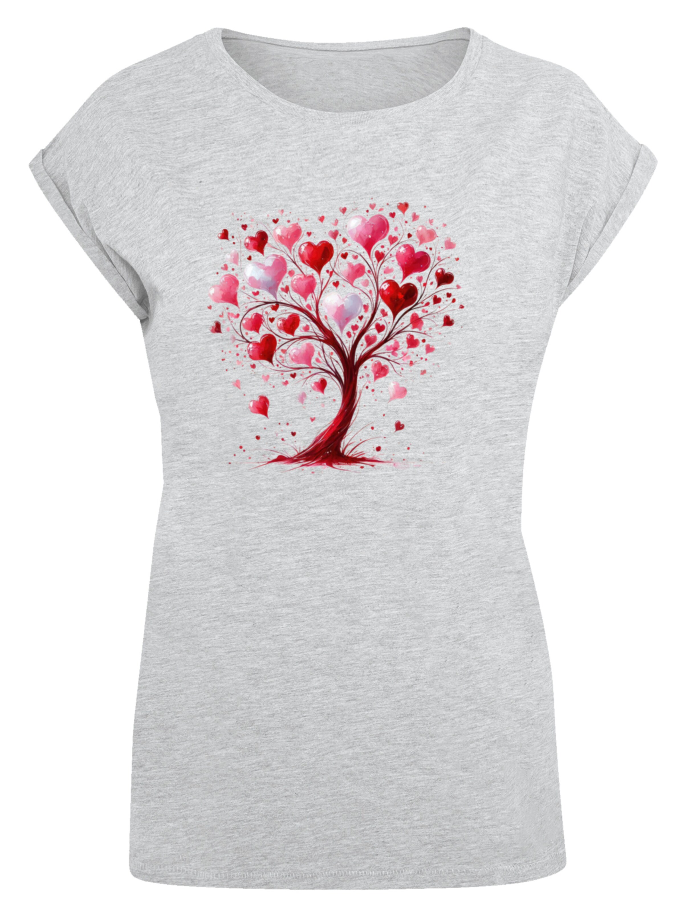 T-shirt 'Herz Baum Aquarell Druck' F4NT4STIC en gris : devant