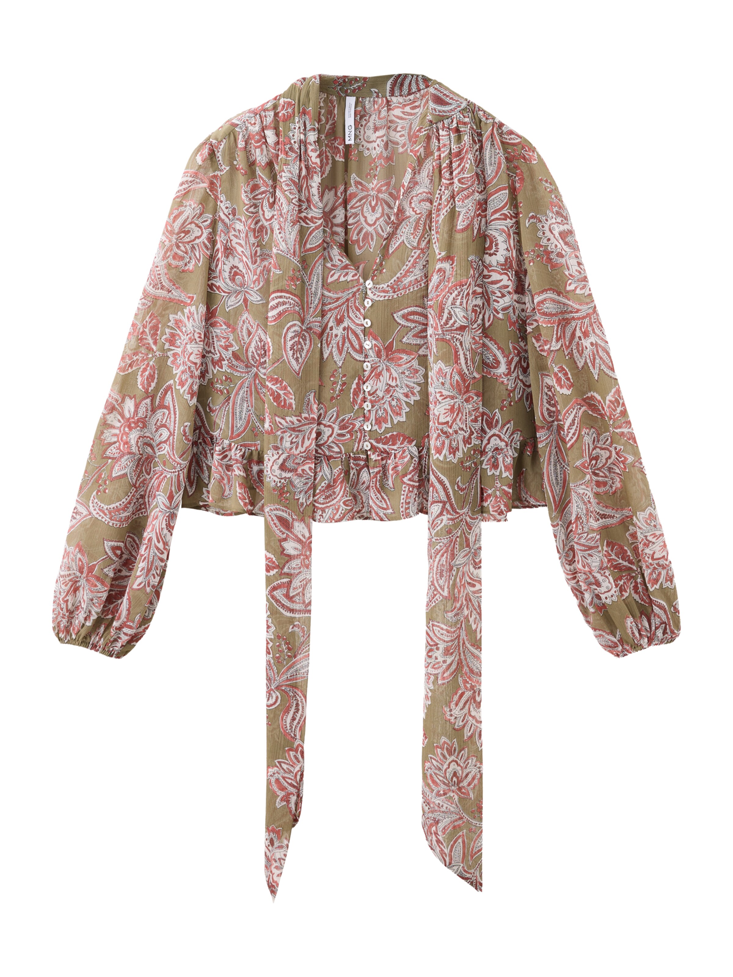 MANGO Blouse in Groen: voorkant