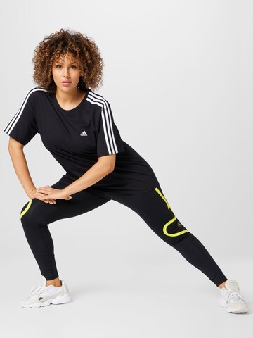 ADIDAS SPORTSWEARTehnička sportska majica 'Essentials  3-Stripes ' - crna boja