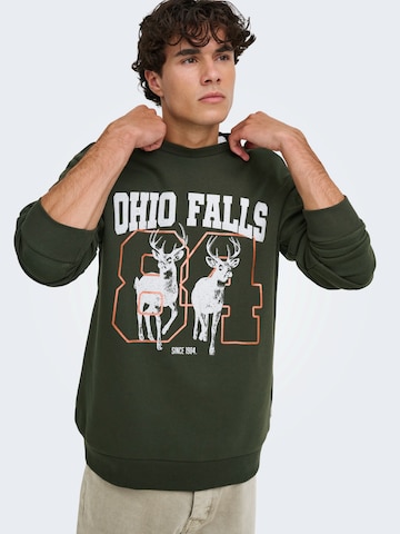 Only & Sons Sweatshirt 'ONSCeres Montana' in Green