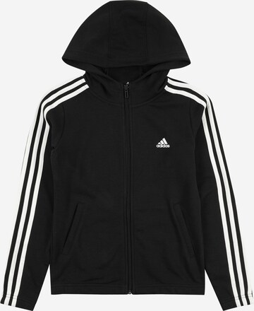 ADIDAS SPORTSWEAR Athletic Zip-Up Hoodie 'Essentials' in Black: front