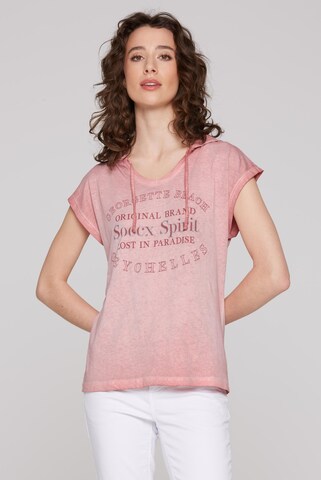 Soccx Ärmelloses Kapuzenshirt mit Glitter Puffprint in Rot: Vorderseite