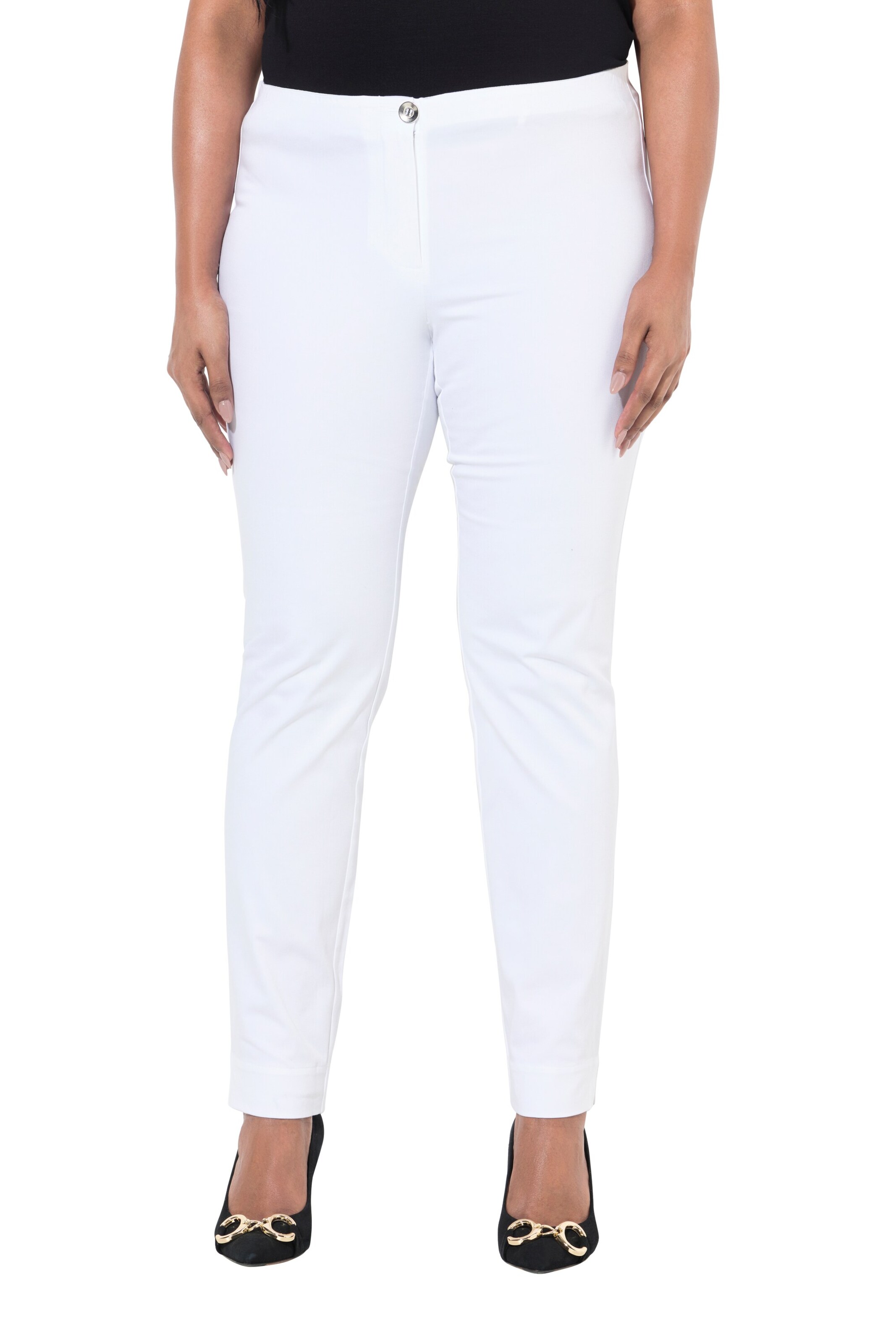 Ulla Popken Slimfit Hose in Weiß: Vorderseite