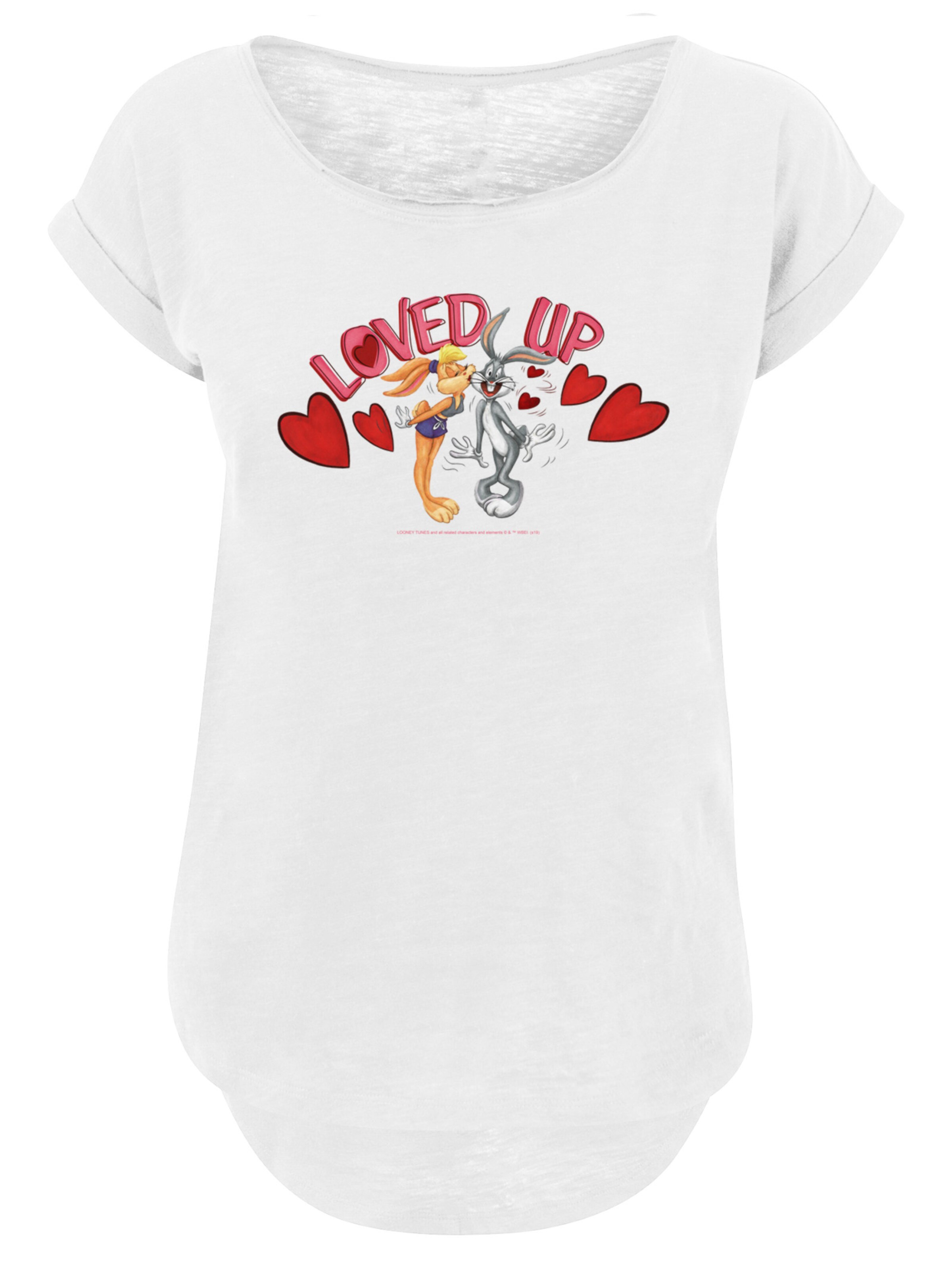 F4NT4STIC Shirt 'Looney Tunes Bugs Bunny And Lola Valentine's Day Loved Up' in Wit: voorkant