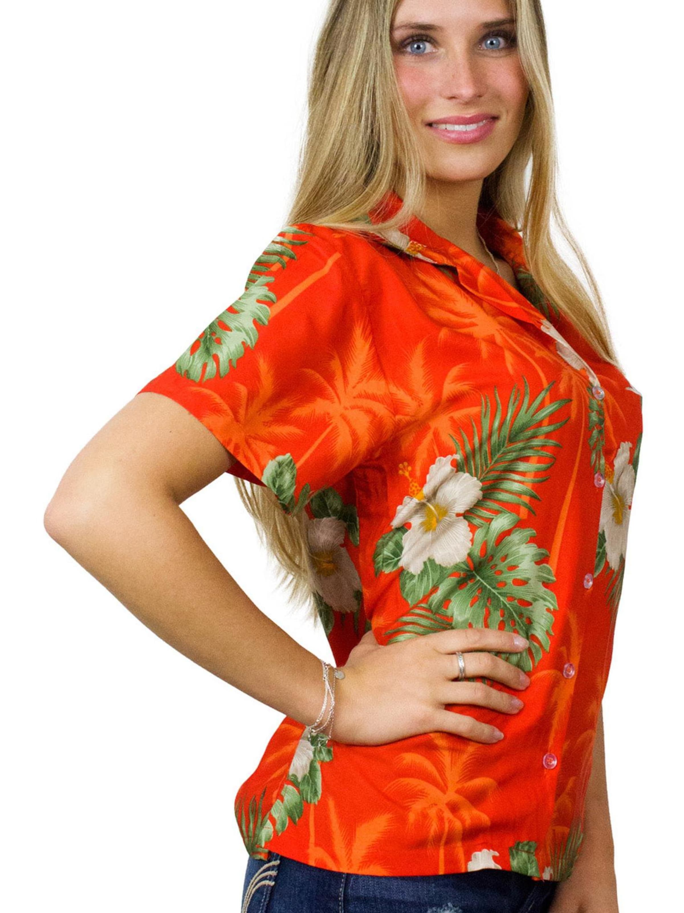 King Kameha Blouse 'Small Flower' in Orange