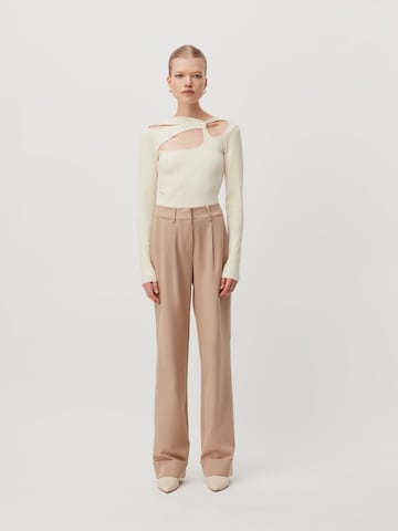 LeGer by Lena Gercke Regular Pleat-Front Pants 'Pina Tall' in Beige: front
