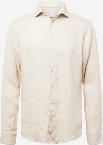 Bruun & Stengade Slim fit Button Up Shirt 'Perth' in Beige: front