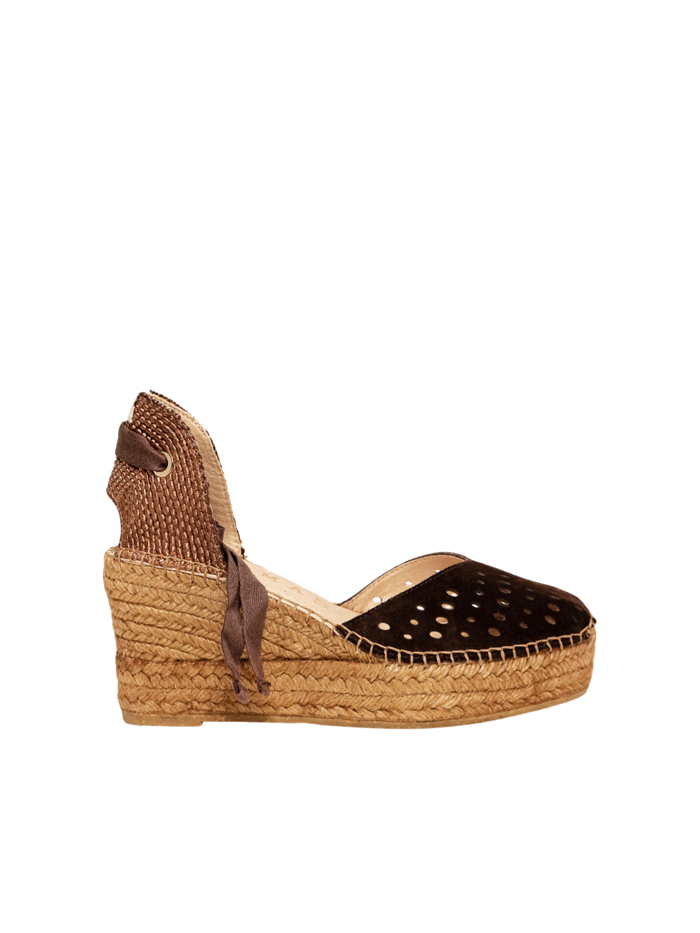 Alhamas Sandal 'Alpargata Cuña 8 cm' in Brown: front