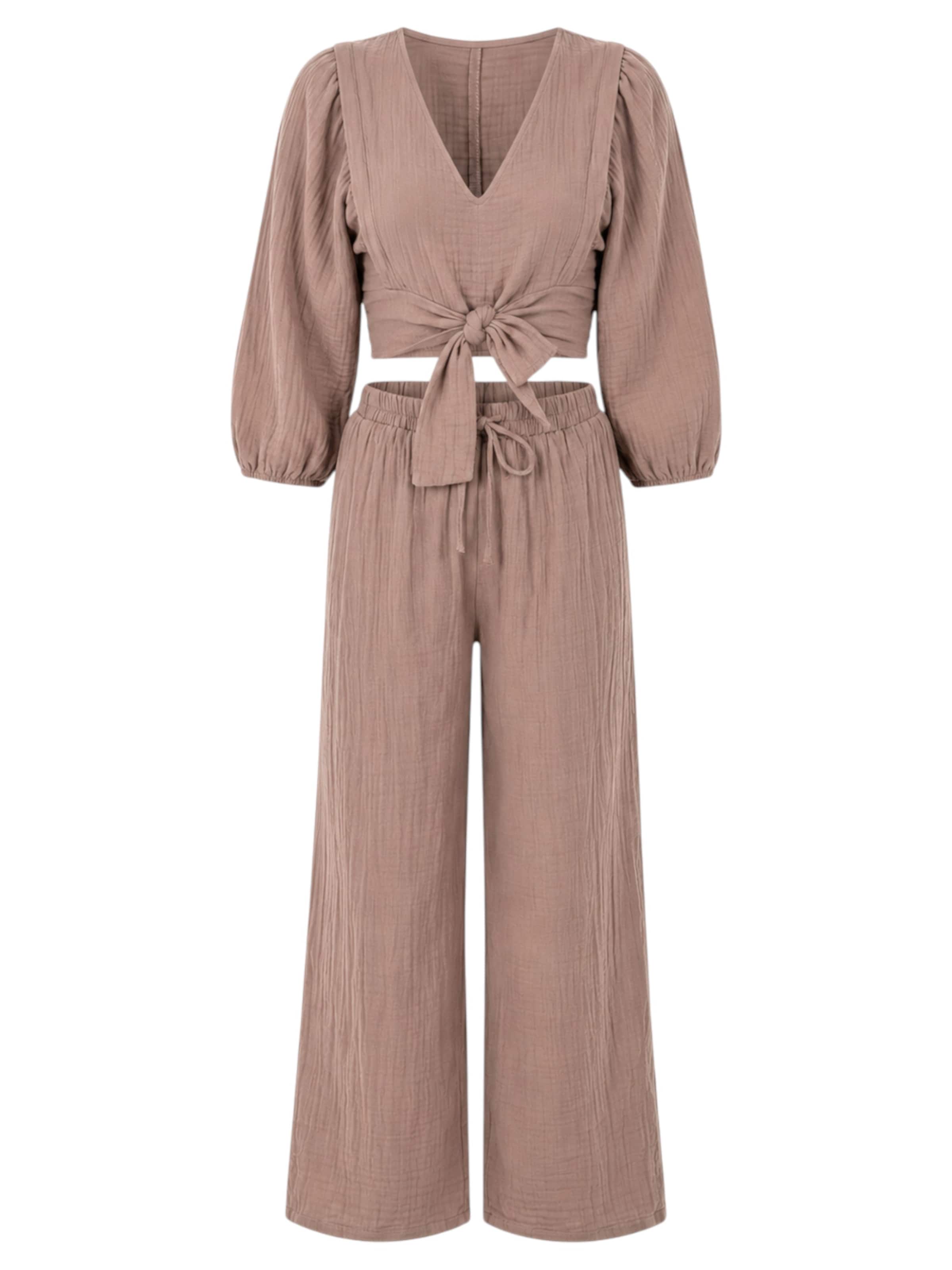 WENOR Loungewear 'FLOWSET' in Beige: front