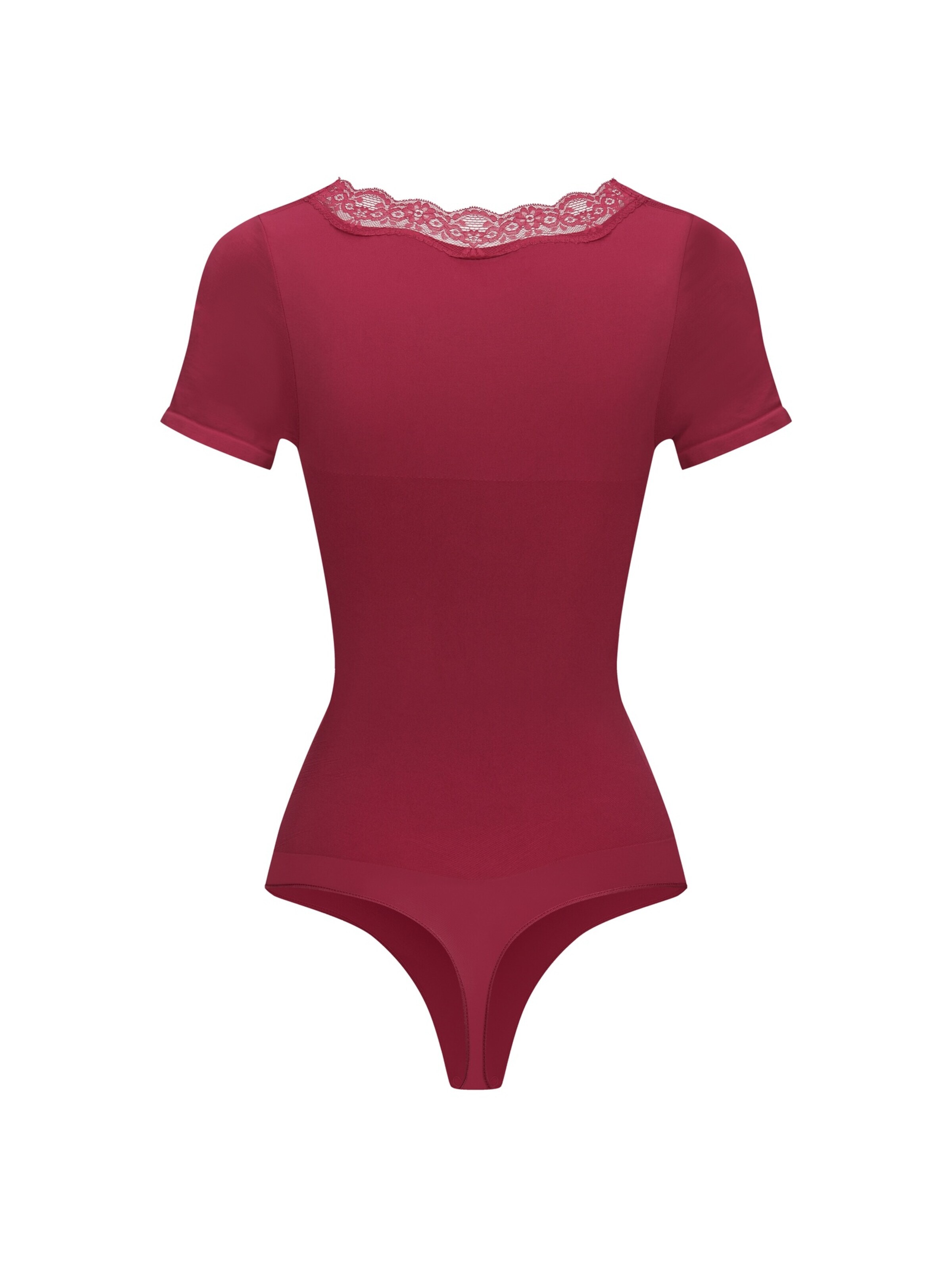 cfab - Body modelador 'Lace T-Shirt Bodysuit Sculpting Shapewear with String' em rosa