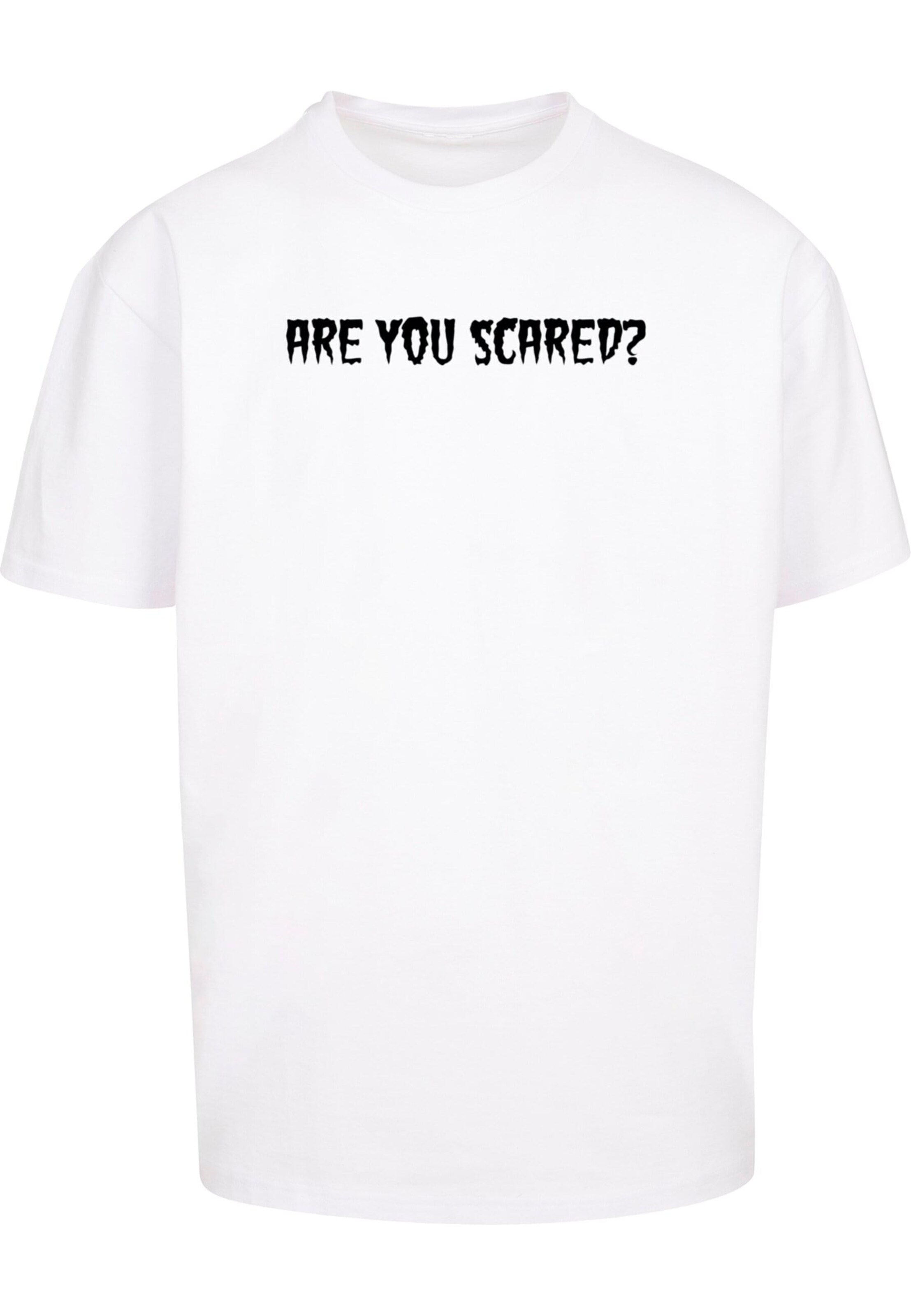 Merchcode Shirt 'Halloween - Are You Scared' in White: front