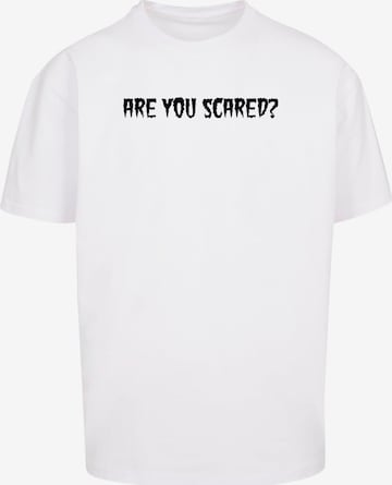 Merchcode Shirt 'Halloween - Are You Scared' in Wit: voorkant