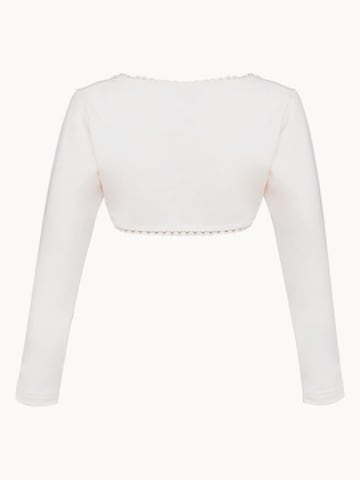 La V Bodywarmer 'Bolero met kant kraag' in Beige