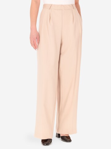 Distretto12 Wide leg Pleat-Front Pants 'Milano' in Beige: front