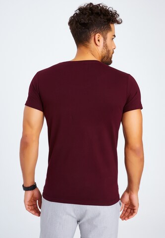 Leif Nelson T-Shirt V-Ausschnitt in Rot