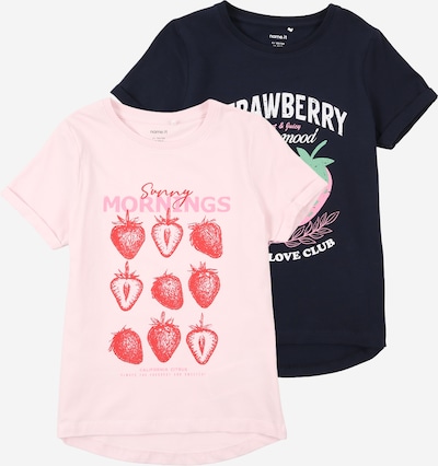 Marškinėliai 'NKFVIX' iš NAME IT, spalva – tamsiai mėlyna / rožių spalva / raudona / balta, Prekių apžvalga