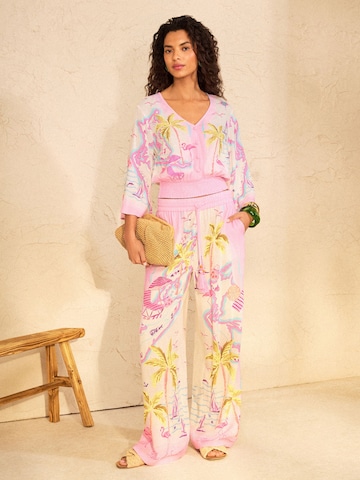love & roses Wide leg Broek in Roze