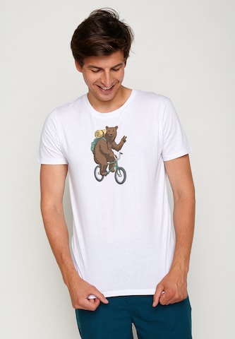 GREENBOMB Shirt 'Animal Bear Bike' in Wit