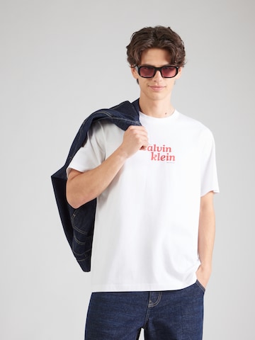 Calvin Klein Jeansregular Majica - bijela boja: prednji dio