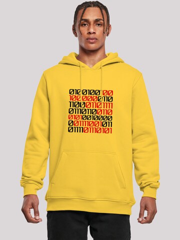 F4NT4STIC Sweatshirt 'I love you 01001001 Binary Code Valentinstag' in Gelb: Vorderseite