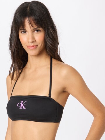 Calvin Klein Swimwear Bandeau Bikini Top in Black: front