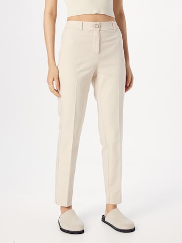 COMMA Tapered Trousers with creases in Beige: front