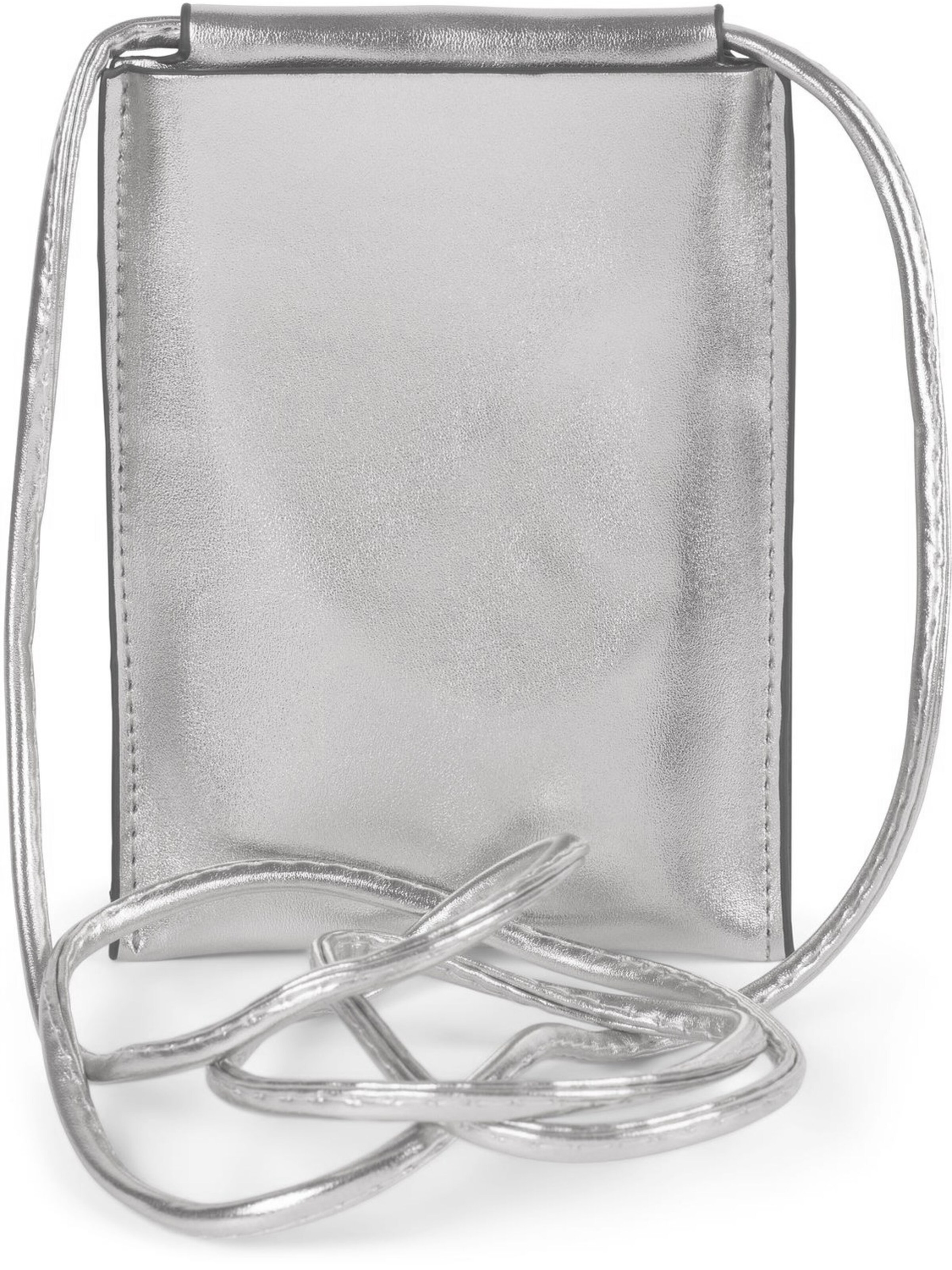 styleBREAKER Umhängetasche 'Handy Umhängetasche Metallic'‌‌ in Silber: Vorderseite