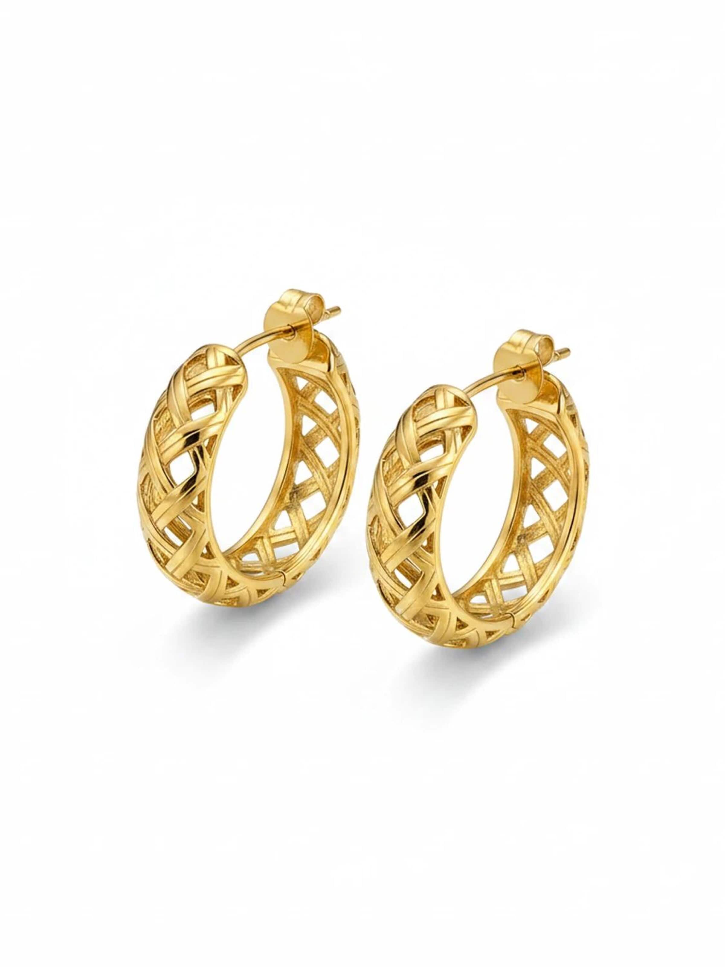Boucles d'oreilles 'Intrecci di Luce' ETNÉE en or : devant