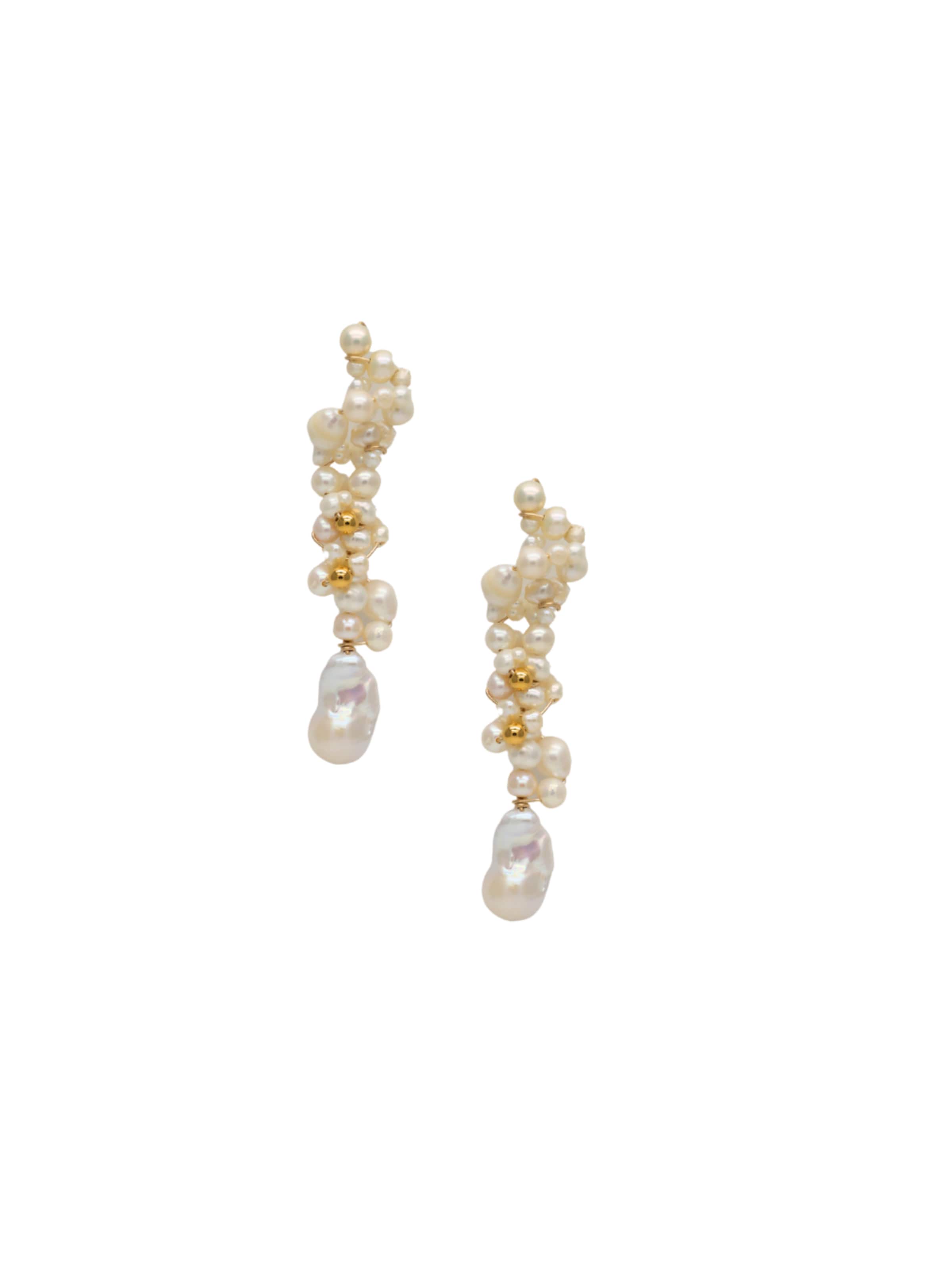 Boucles d'oreilles 'Max en perles' LA MAISON GISEL B. en blanc : devant