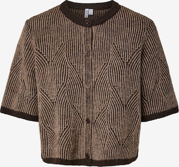PIECES Knit Cardigan 'PCJenna' in Brown: front