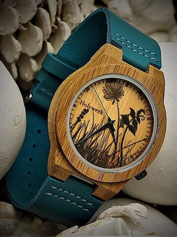 Holzwerk Analoog horloge 'FLORISTIC' in Blauw
