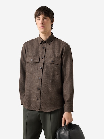 BOGNER Regular fit Button Up Shirt 'Heiko ' in Brown: front