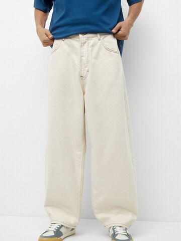 Pull&Bear Wide Leg Jeans in Beige: predná strana