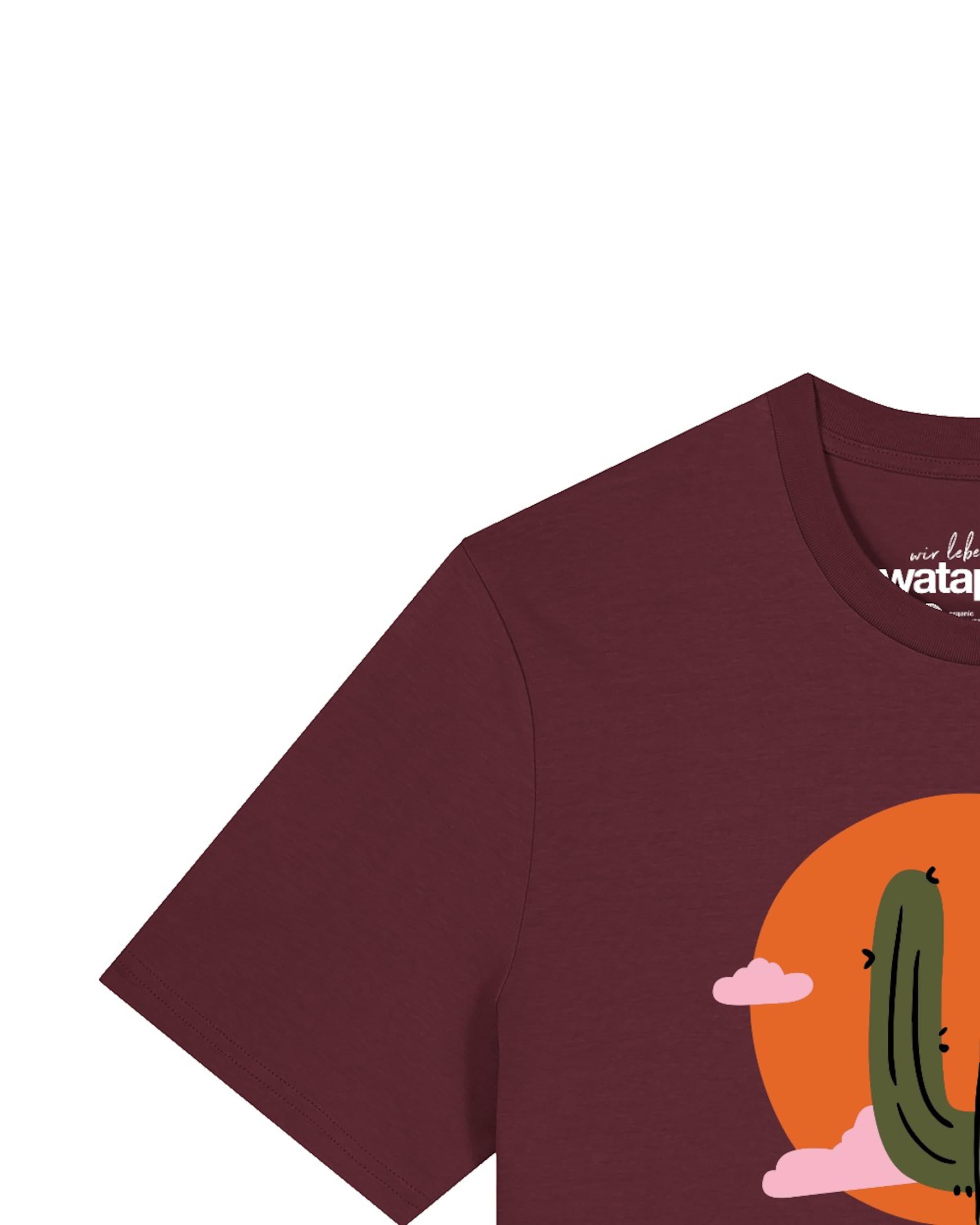 T-Shirt 'Kaktus Im Sonnenuntergang' Watapparel en rouge