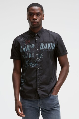 CAMP DAVID Regular fit Button Up Shirt in Black: front